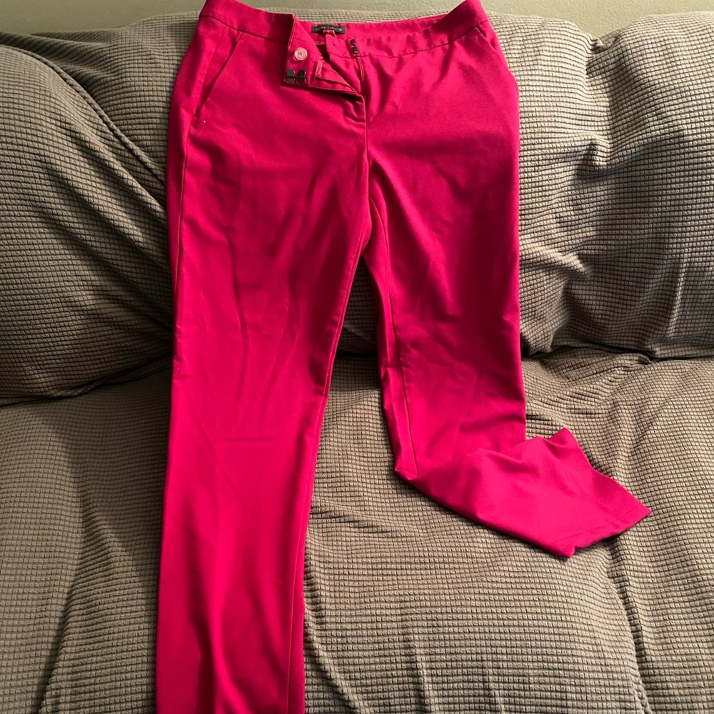 Hot pink work pants.